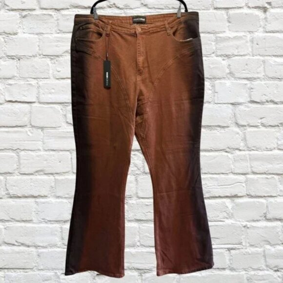 Plus size 22 High Waist Brown Flare Jeans NWT - Picture 3 of 6